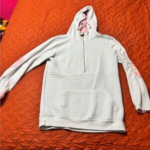 Women's white and Pink Textured Hoodie